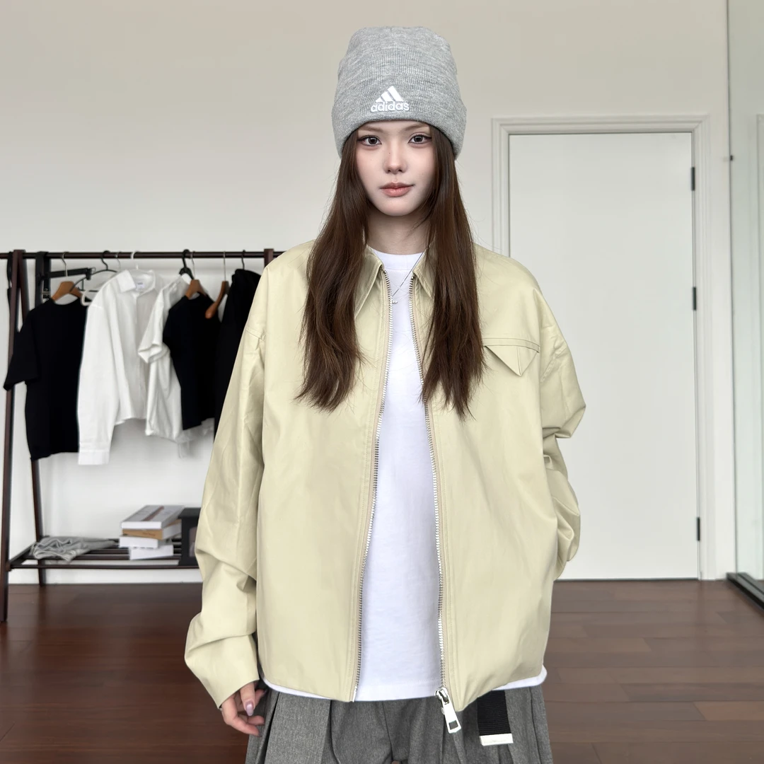 AHCN志存高远 美式复古cleanfit翻领夹克男女新款短宽外套潮25005