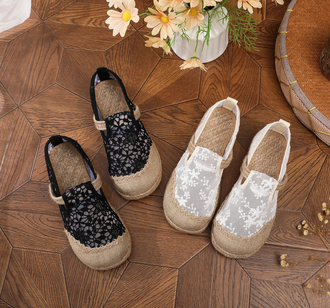 纯网纱透明透气新款夏季刺绣绣花单鞋舒适厚底仙气飘飘网鞋软底