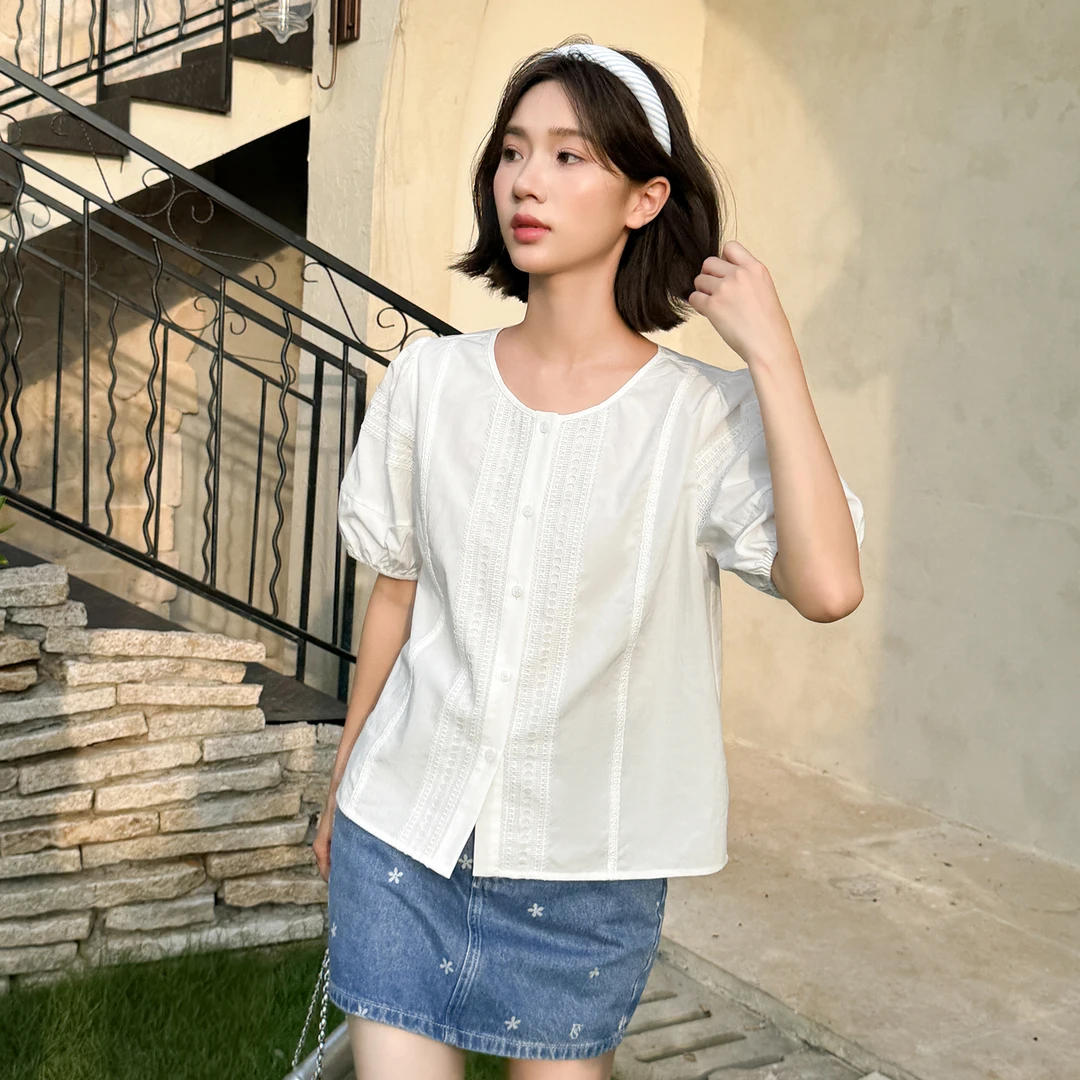 【隐藏款新品-现货】【浪漫心事】FS504S127设计感泡泡袖上衣