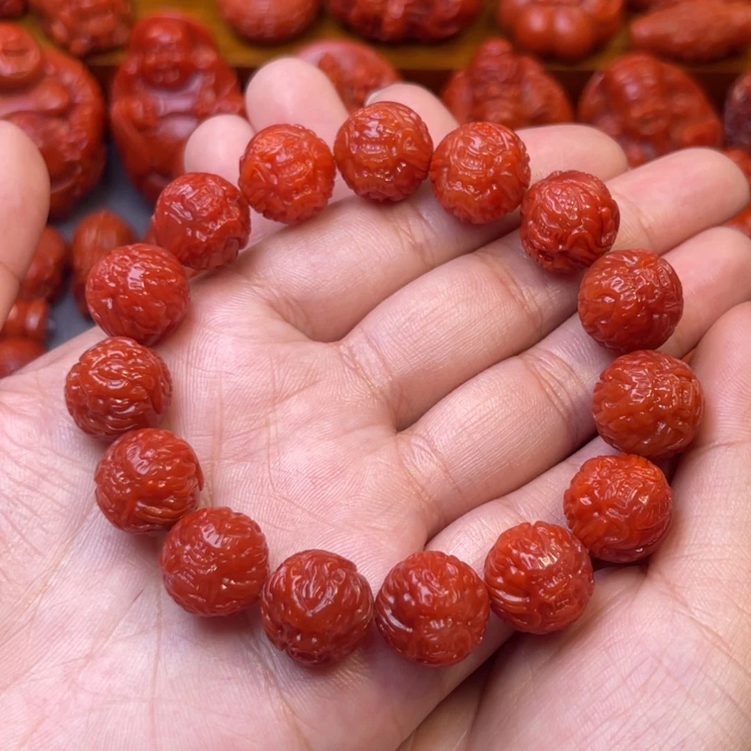 南红玛瑙未镶嵌保山精品14mm尺寸龙珠手串
