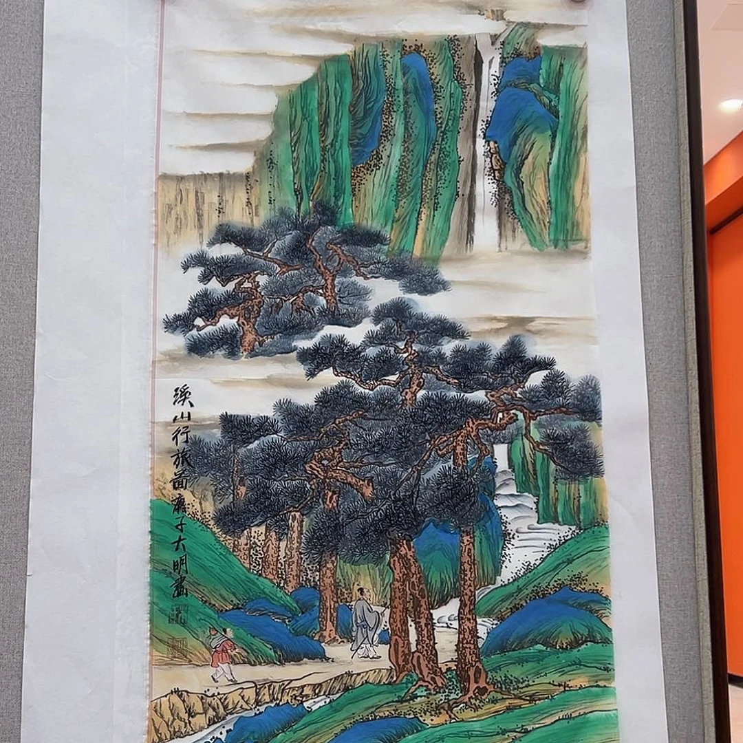 国画朱大明原作溯源带证件合影视频