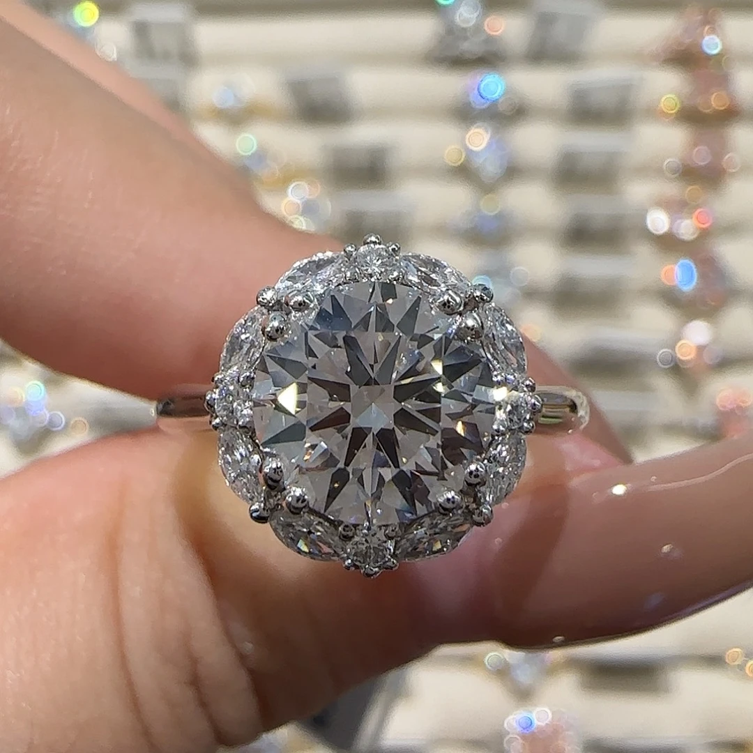 铂Pt950镶嵌实验室培育钻石许妍同款2卡vvs2