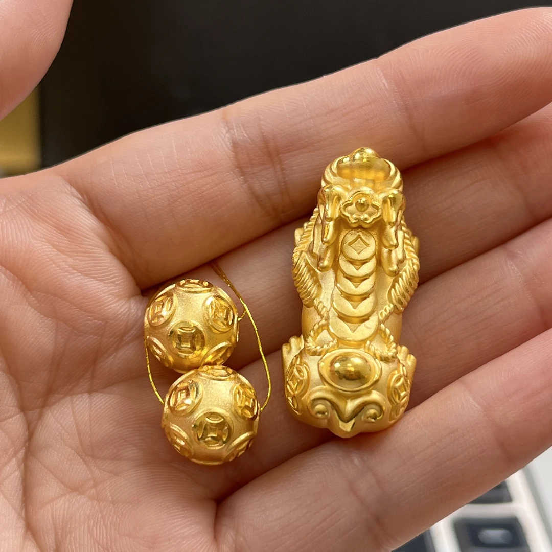 足金钱币元宝貔貅手串