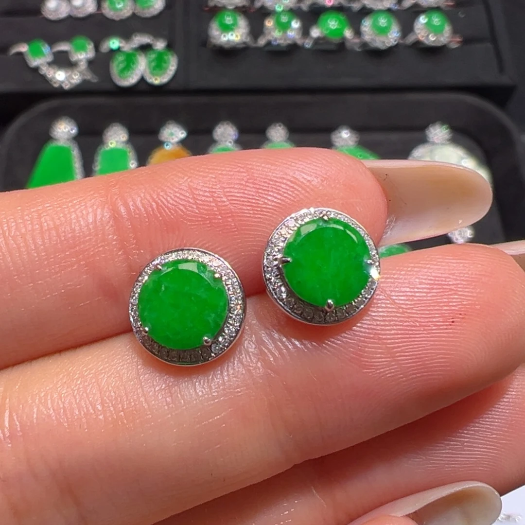 翡翠18K金镶嵌耳饰收到货48小时鉴赏期