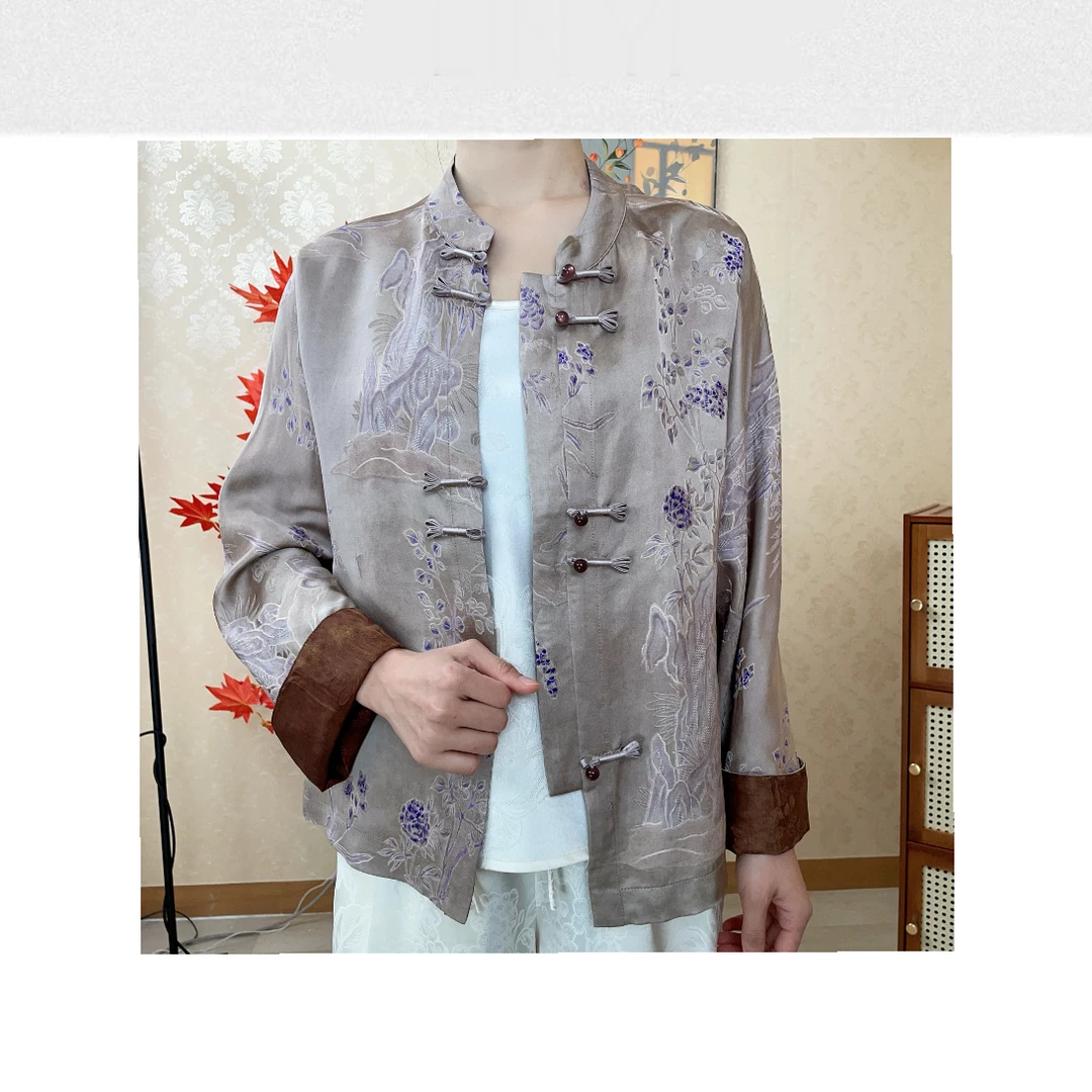 653 新款中式国风时尚洋气压花显瘦休闲外套