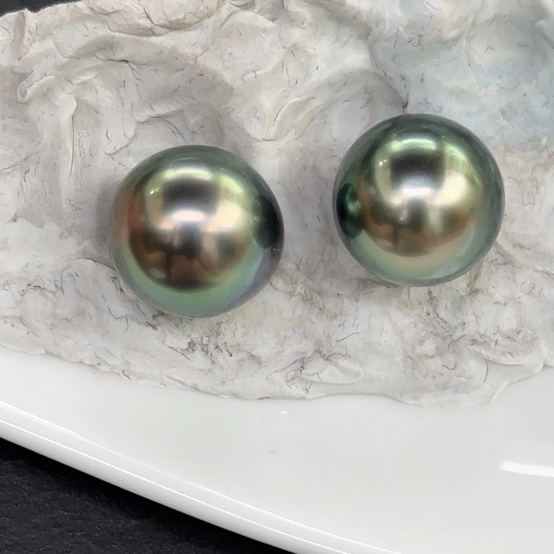 定制海水珍珠裸珠未镶嵌10-11大溪地2颗