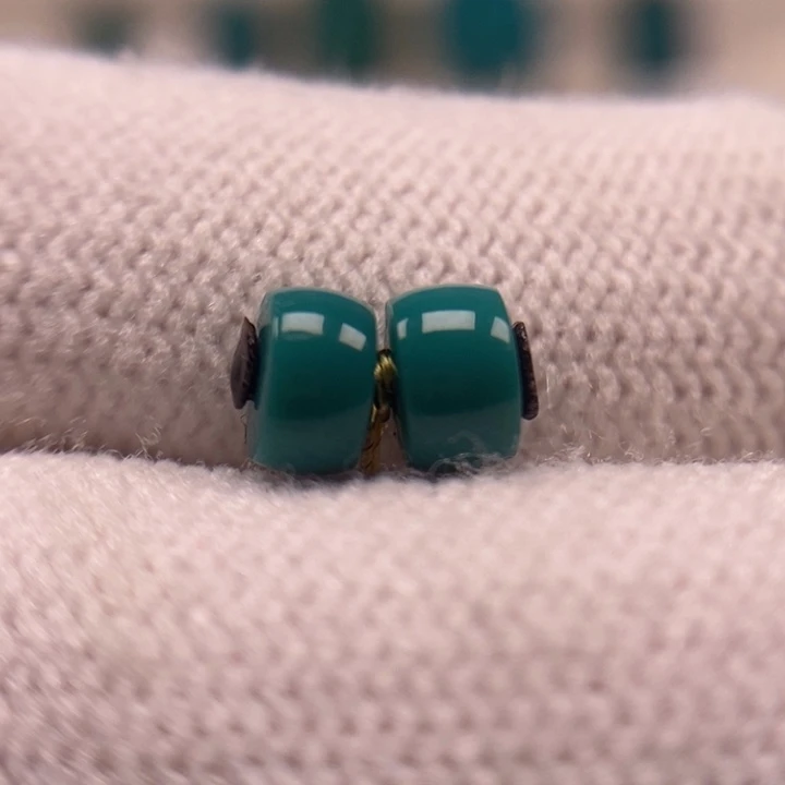 未镶嵌绿松石珠宝奇石直切对珠5.5mm福利款AA598