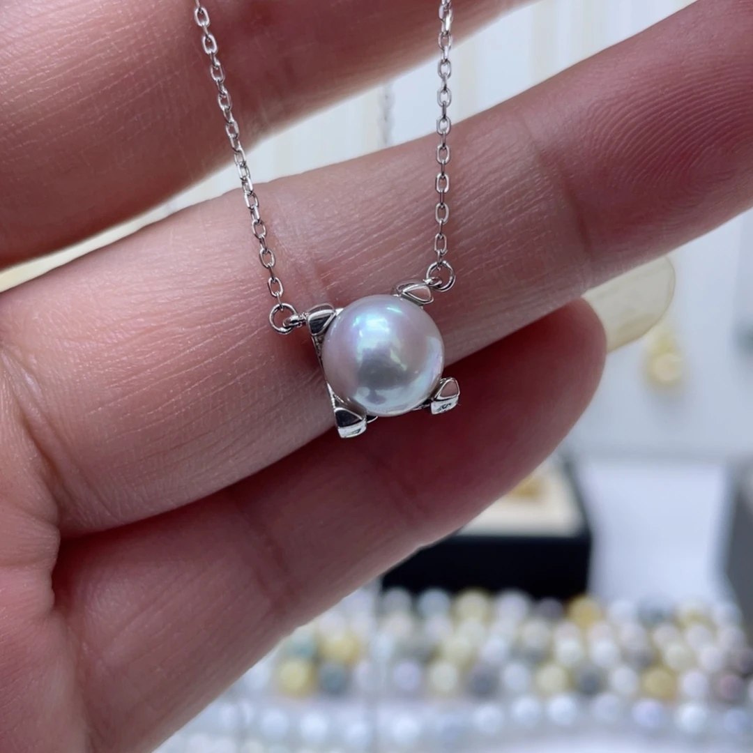 海水珍珠套链银S925镶嵌