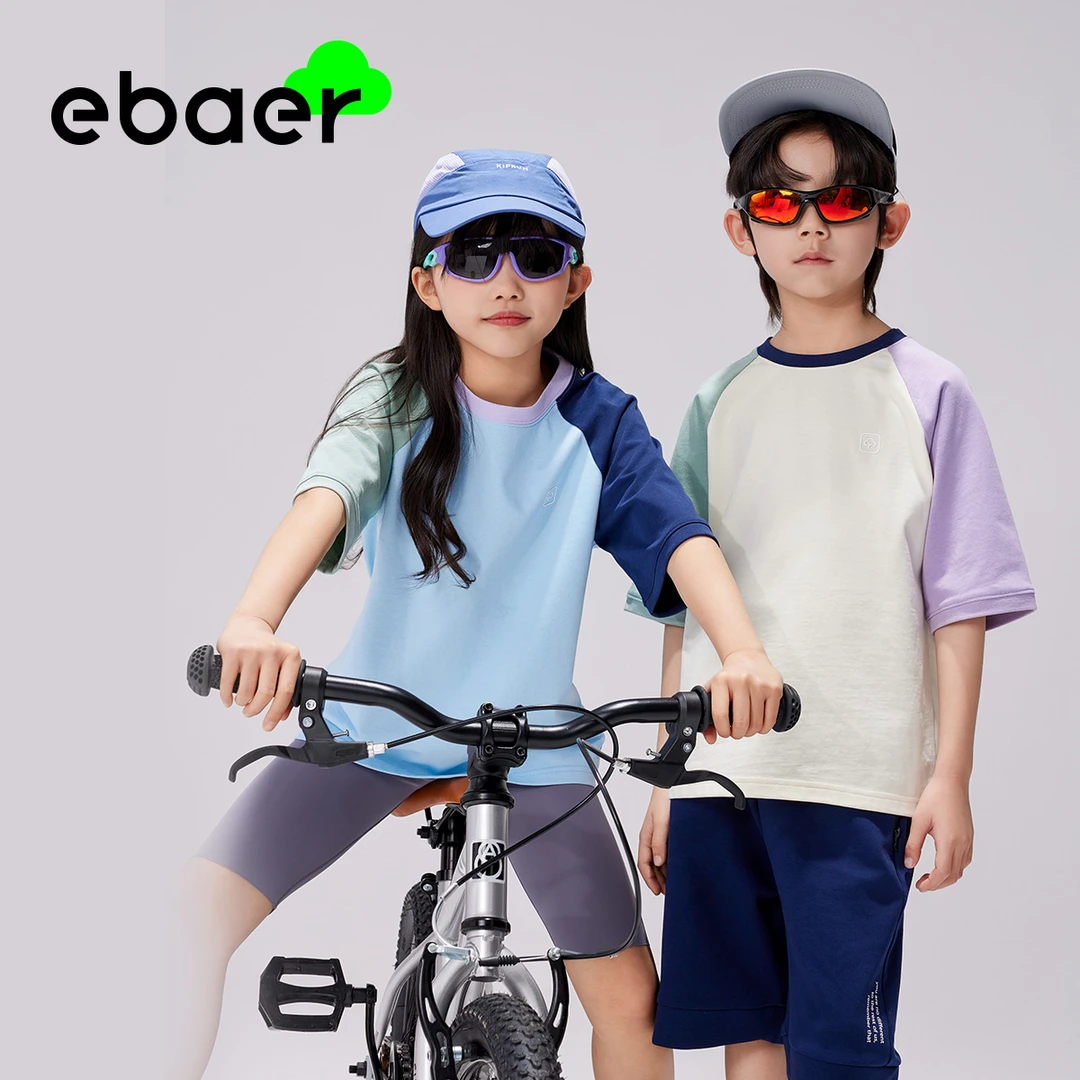 EBAER/儿童女童舒适夏季清爽撞色吸湿排汗中大童短袖T恤