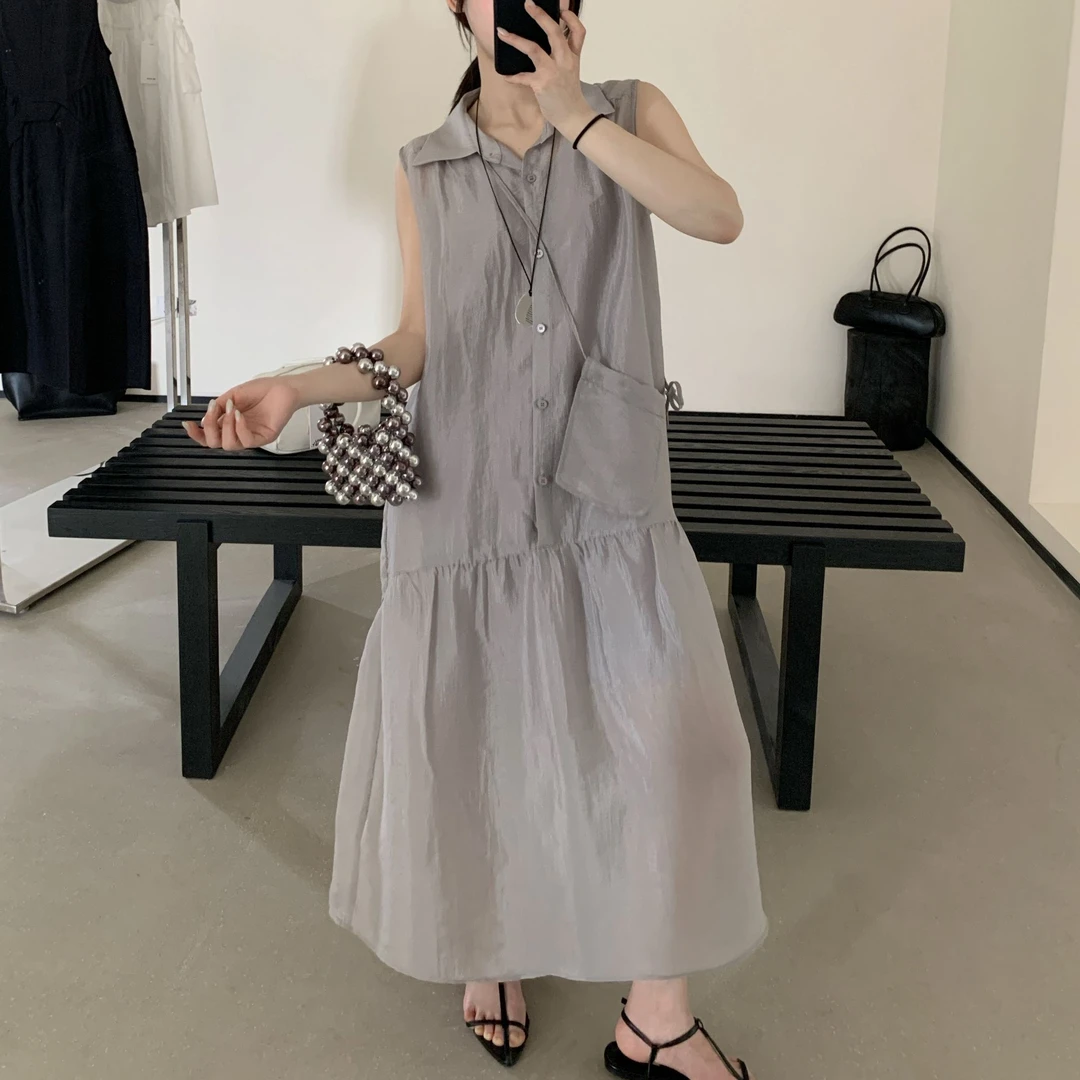 韩货-【素与雅】初夏简约复古慵懒休闲小众设计感连衣裙/2060