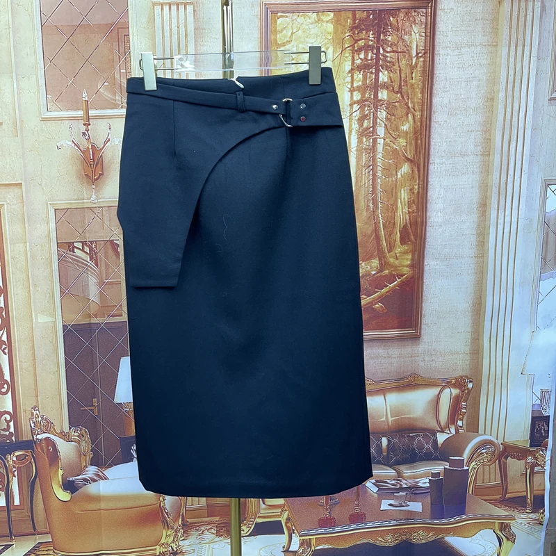 830高端装饰腰带不规则纯色显瘦秋装半身裙