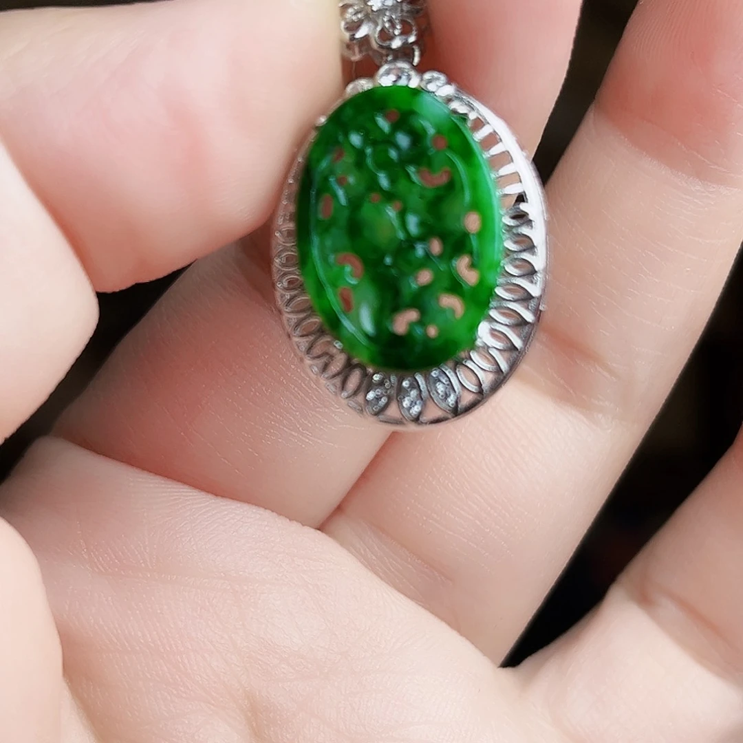 翡翠银S925镶嵌颈饰吊坠