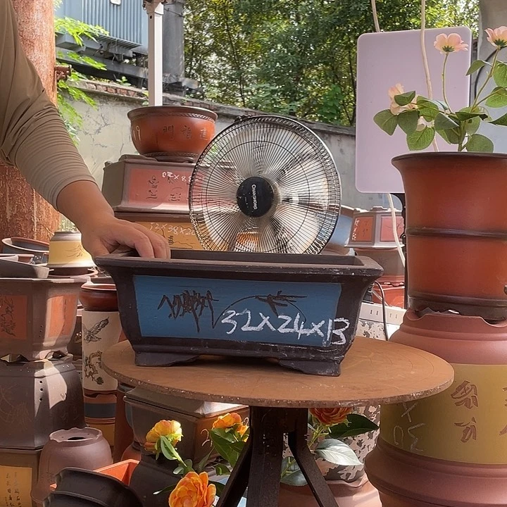 空*菜2个32蓝马槽花盆紫砂