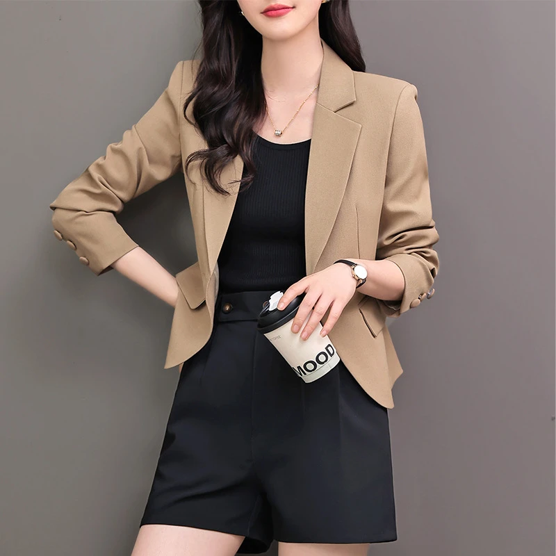 通勤简约职业西装外套女秋装2025新款小个子休闲时尚短款西服上衣