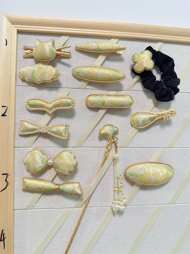 纯手工新中式宋锦发夹高级感国风高端弹簧复古夹子头饰发饰