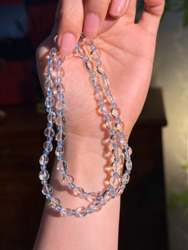 天然白水晶爱心三圈手链清冷高级感