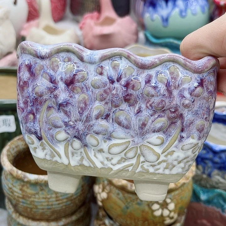 多肉绿植陶瓷花盆9.9包邮，有孔