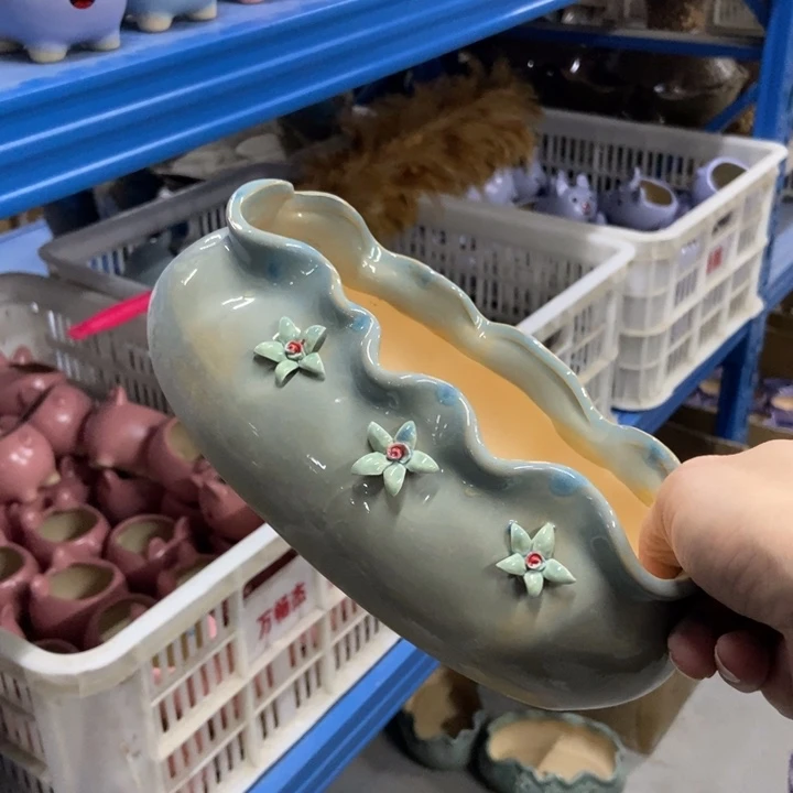 陶瓷花盆单场满9.9发20*12*7.5