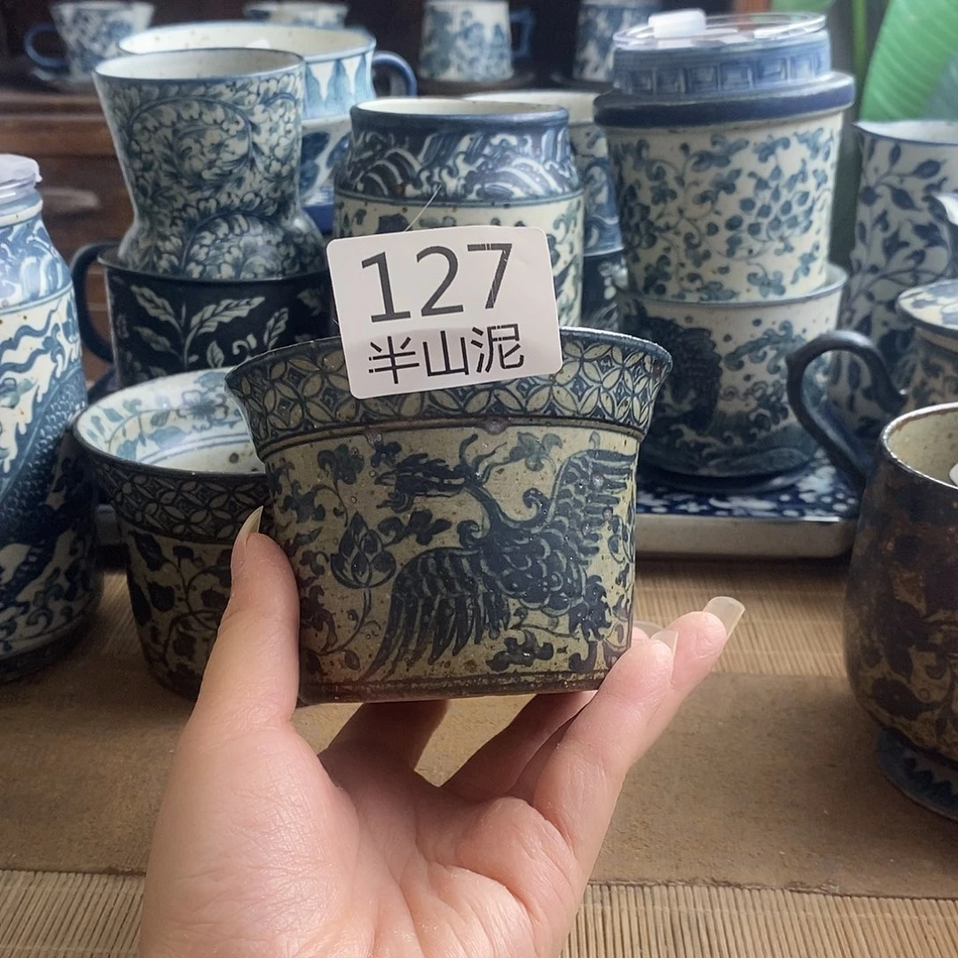太***泪手工手绘青花高温陶瓷