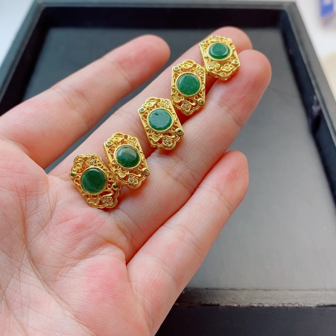 银S925镀金镶嵌手链翡翠配饰