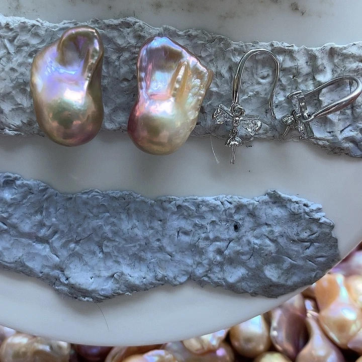 淡水珍珠耳饰银S925镶嵌I****i