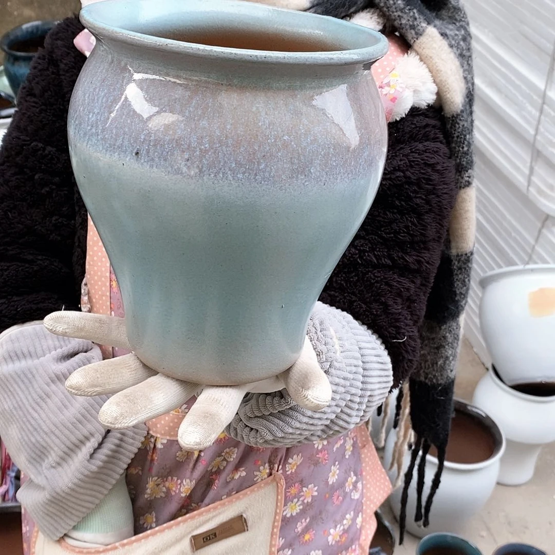 紫砂花盆瑕疵口17高21