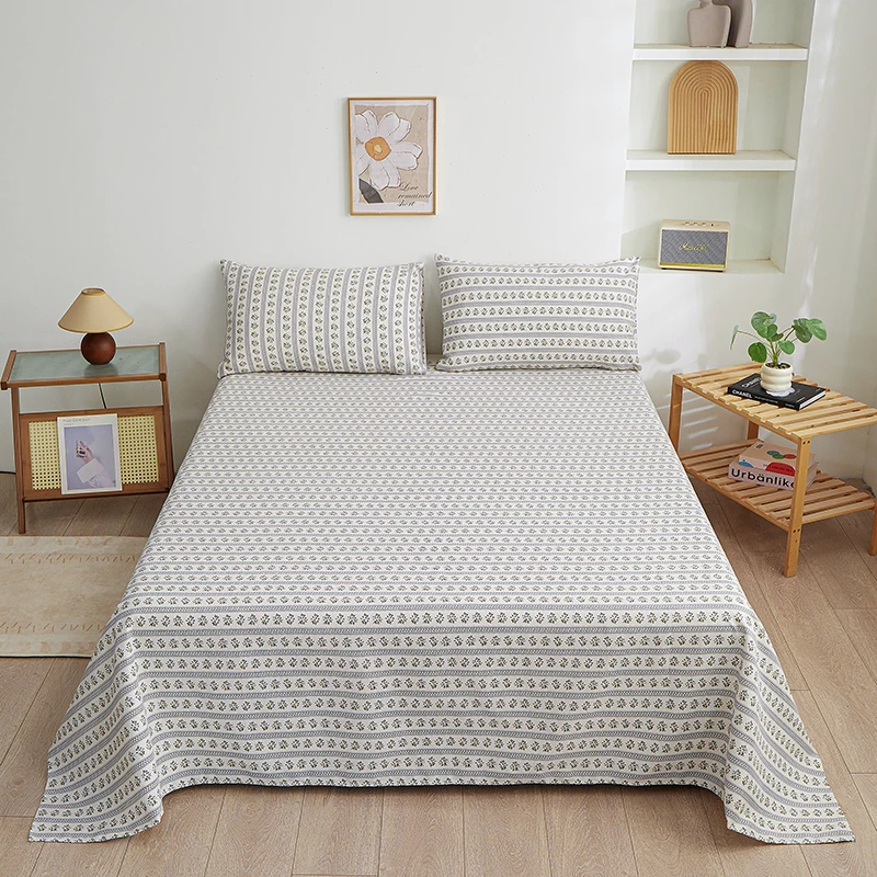 山东老粗布床单床盖枕套双人床2025新款正品三件套加厚印花床罩