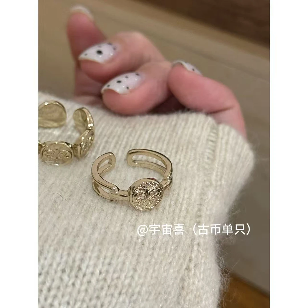 铜合金戒指 I1-976【浅金色单古币开口戒指】