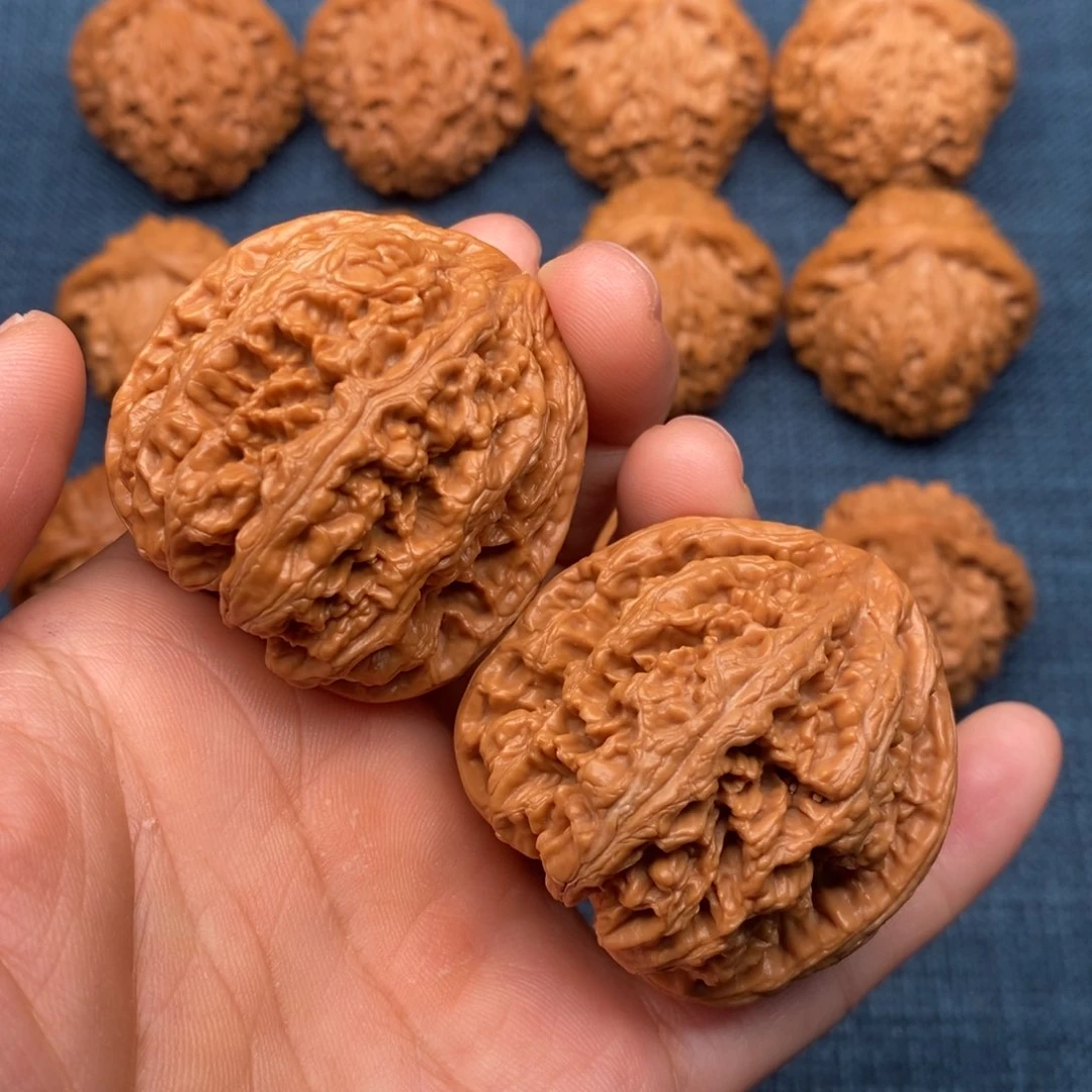 文玩核桃把件43.5自然桩红皮老树粗筋