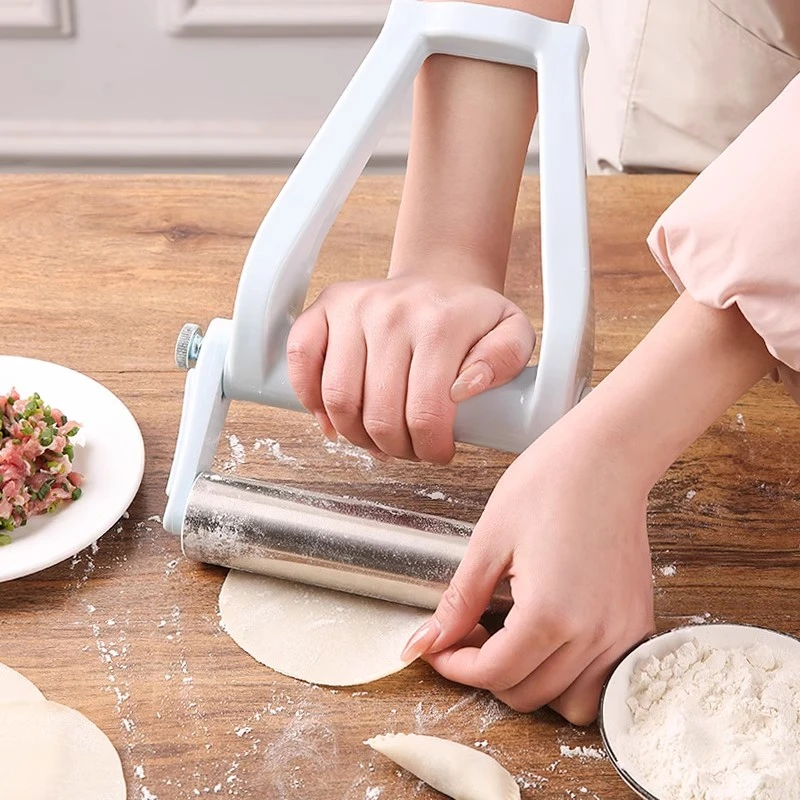 304不锈钢滚筒擀面轮家用擀饺子皮新型省力杆面棒面条烘焙专用棍