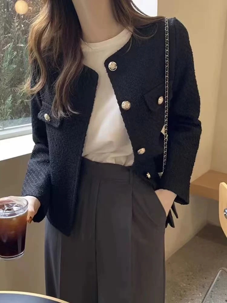 女小香风短外套立裁短箱型外套粗花呢时尚athflow风