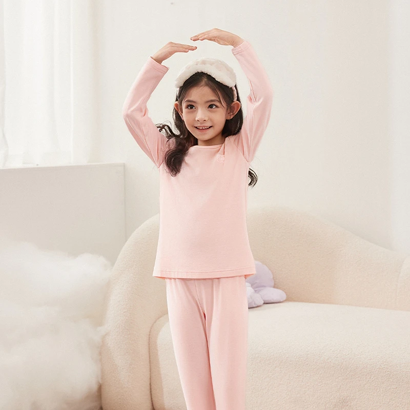 笛莎女童内衣套装秋冬季儿童保暖秋衣秋裤宝宝家居服-2M255L908