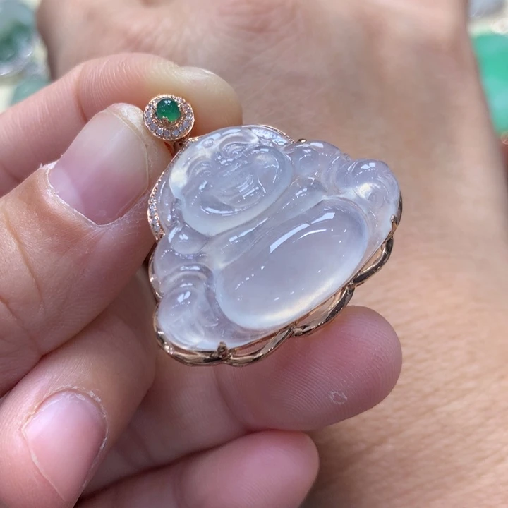 翡翠18K金镶嵌吊坠(不含链)