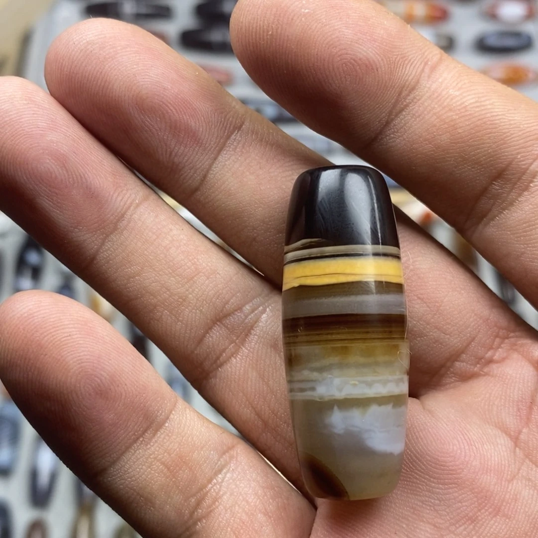 玛瑙/玉髓散珠天然缠丝玛瑙天珠