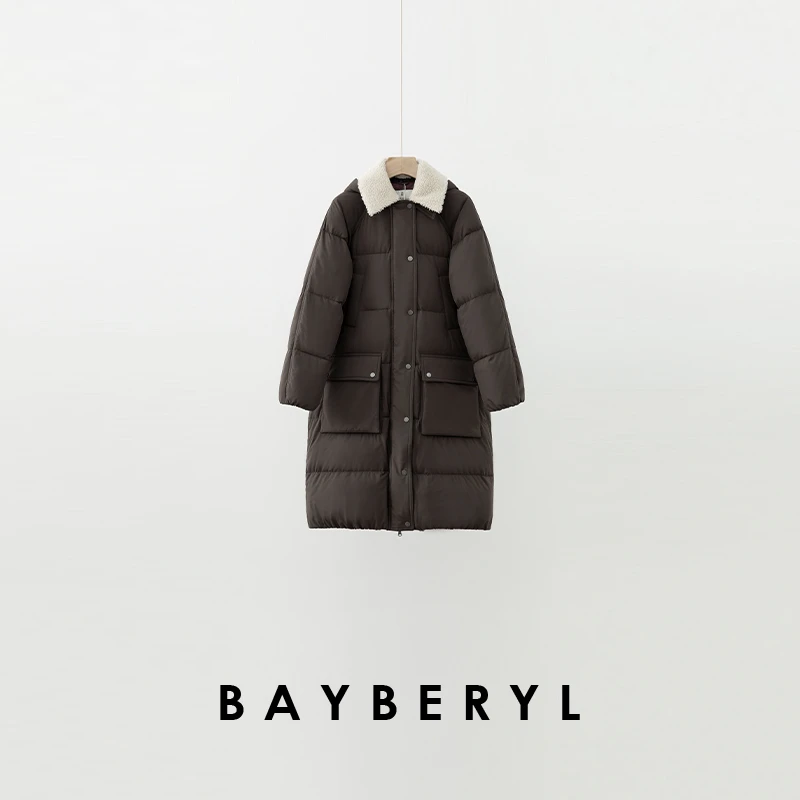 BAYBERYL老贝小巧思*毛领BC连帽中长暖休闲羽绒服MF5I0307-10/19