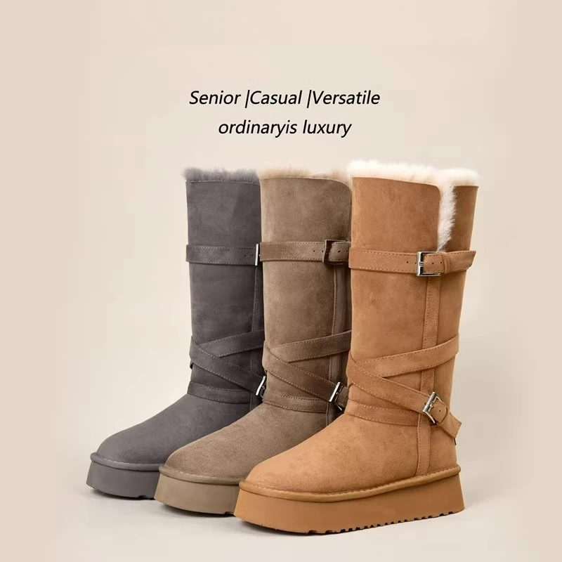 【真皮现货运费险】露思同款2025新款雪地靴保暖鞋防滑1600g长筒靴