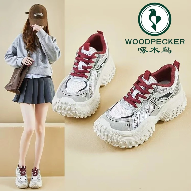 啄木鸟增高老爹鞋网红潮流厚底韩版新款百搭春季时尚网面透气运动