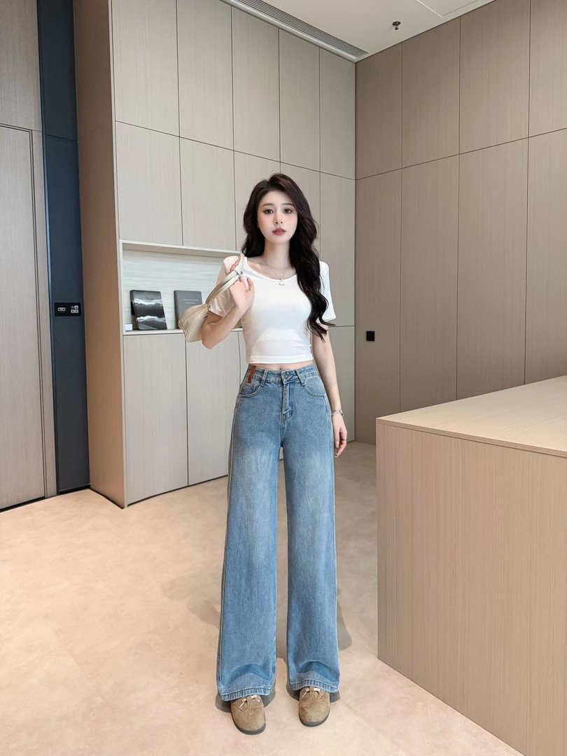 【现货+运费险】双定位线双版型小个子显瘦百搭窄版阔腿牛仔裤