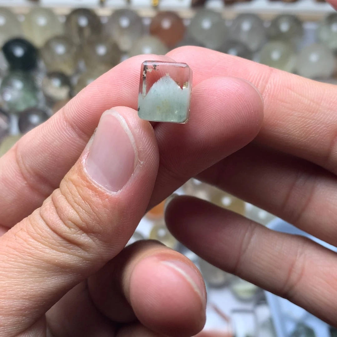 水晶珠宝半成品未镶嵌绿幽灵吊坠