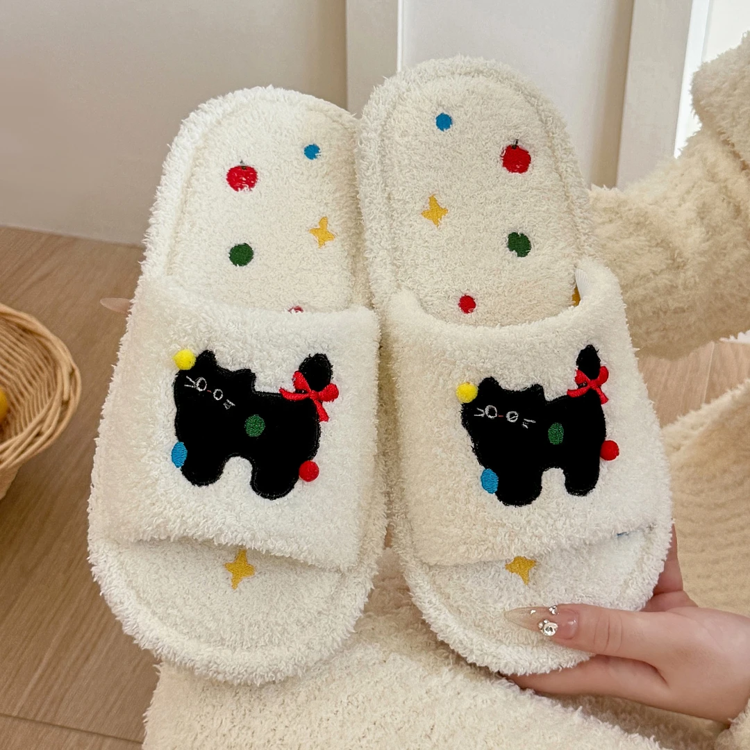 可爱少女心棉拖鞋女秋冬季新款学生宿舍防滑防臭静音保暖毛毛棉拖