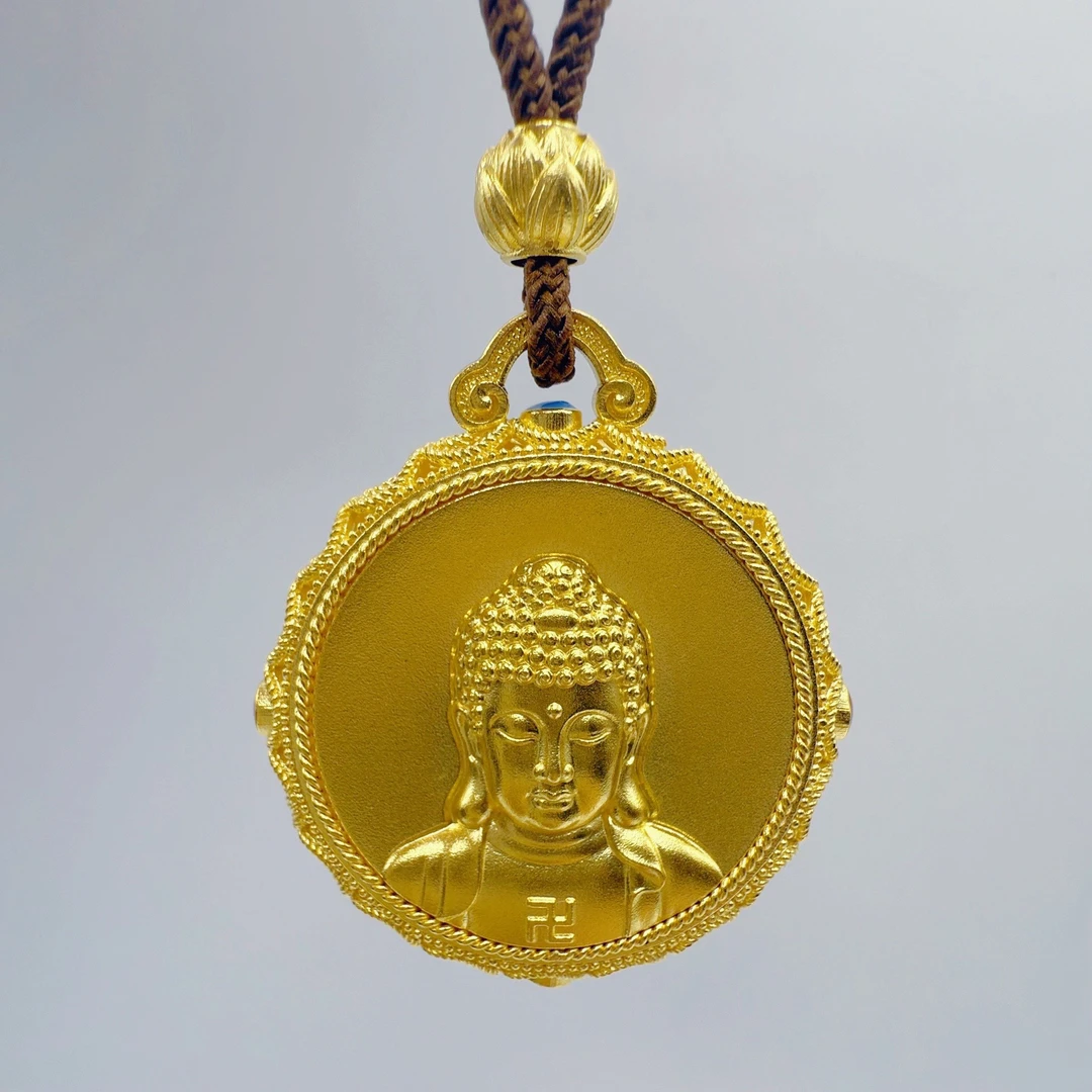 足金999 轻奢大日如来佛黄金吊坠