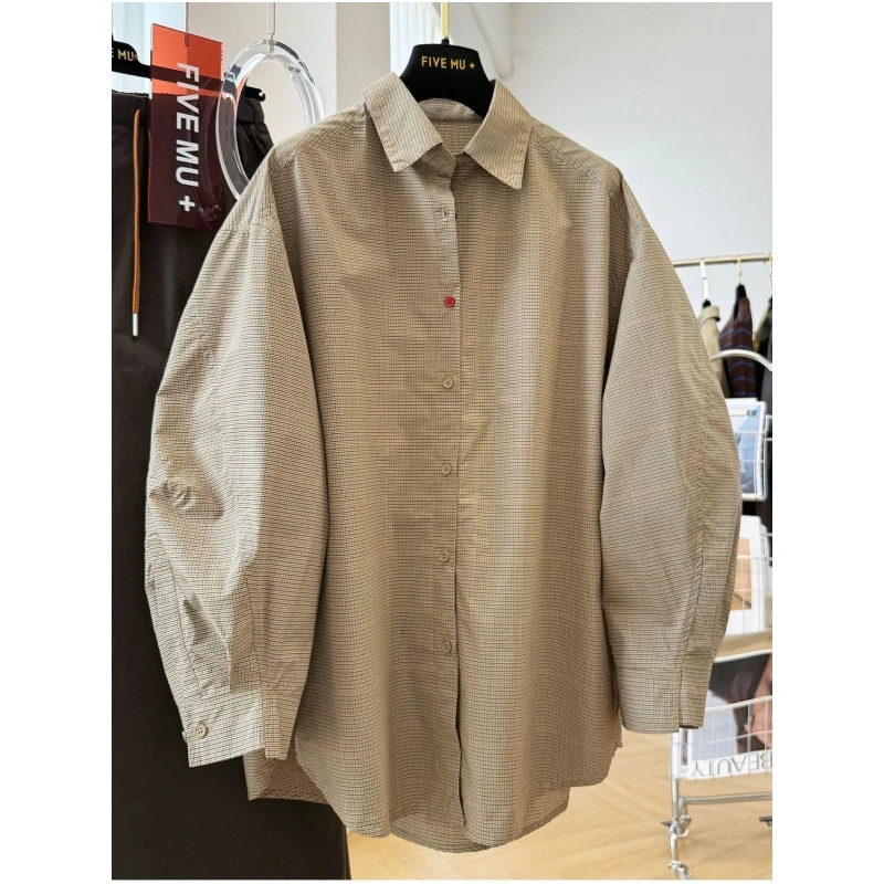 2025秋季款300斤大码格子长袖衬衫男女oversize宽松洋气翻领衬衣