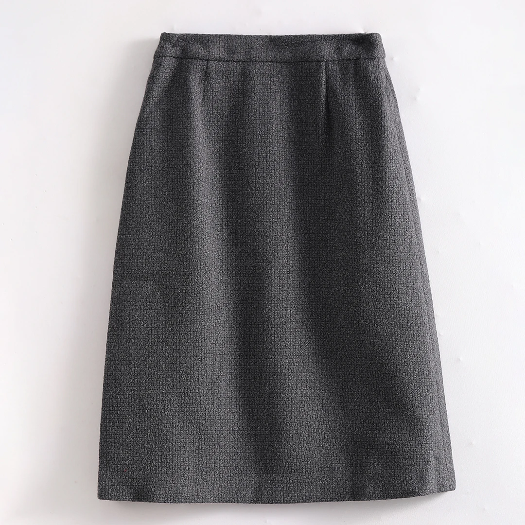 D11P-R-9176 品质柜货！精裁！秋冬简约时尚百搭开叉休闲质感半身裙