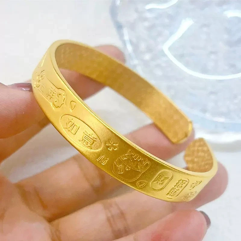 民族风如意原创设计素款商务/OL金色时尚传承开口手镯004