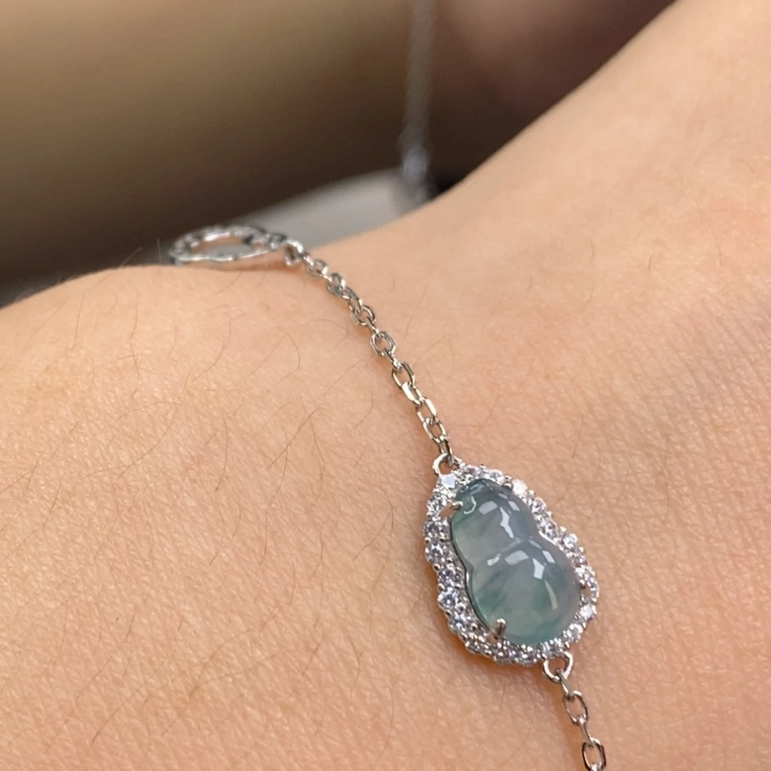 颈饰银S925镶嵌翡翠净货17057