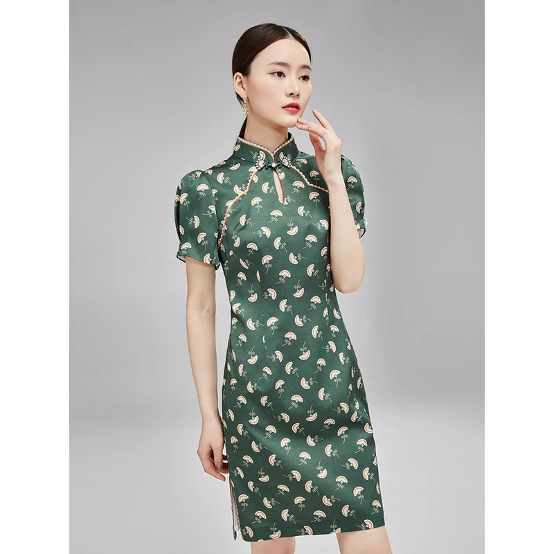 【媛媛女王专享】品玉【花开半夏】旗袍连衣裙P22TQ3012