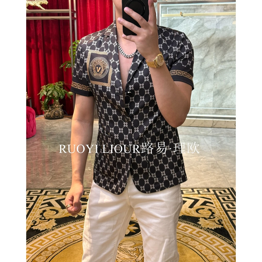 【路易理欧】2025欧货轻奢小雪花刺绣胸标款潮流休闲便西0256