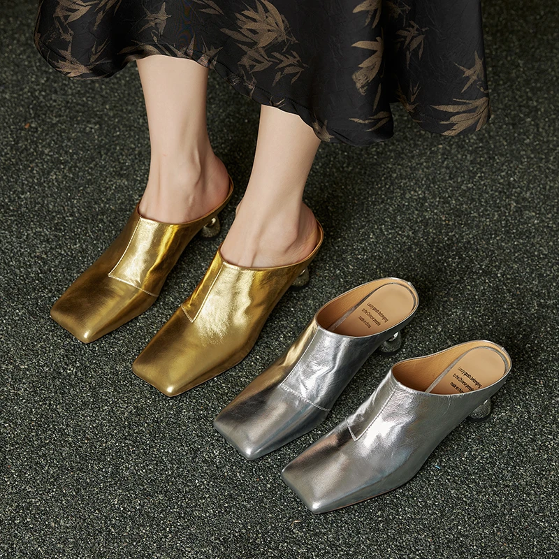 ORIGINAL 2025春夏新款异形跟电镀方头时装高跟鞋