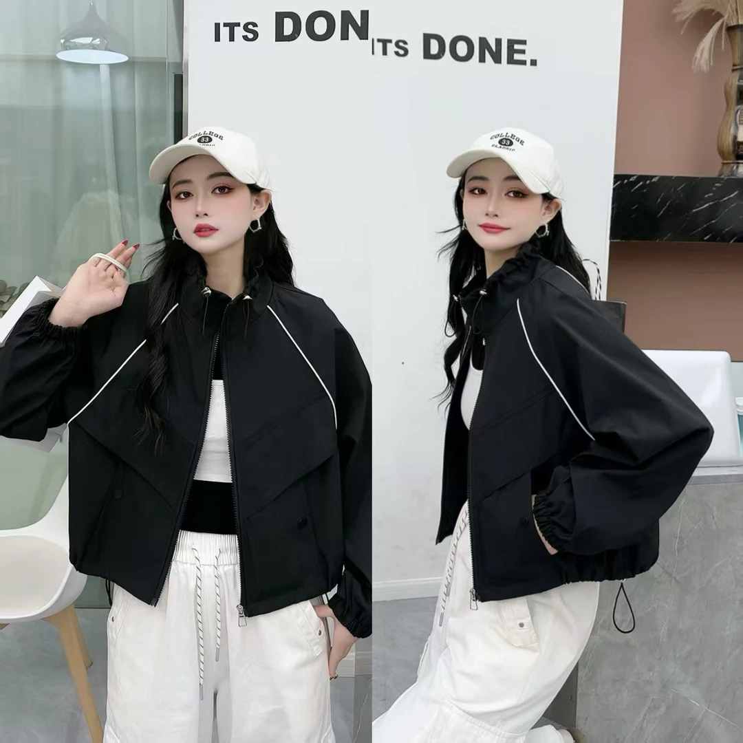 【小个子外套】2025秋季短款拼接纯色冲锋衣百搭工装外套