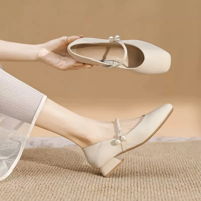 超软法式低跟方头玛丽珍鞋女配旗袍裙子温柔单鞋上班通勤工作女鞋